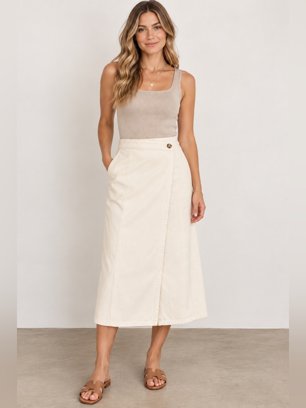 Universal Thread Cream Wrap Midi Skirt NWT Women’s Size 4
